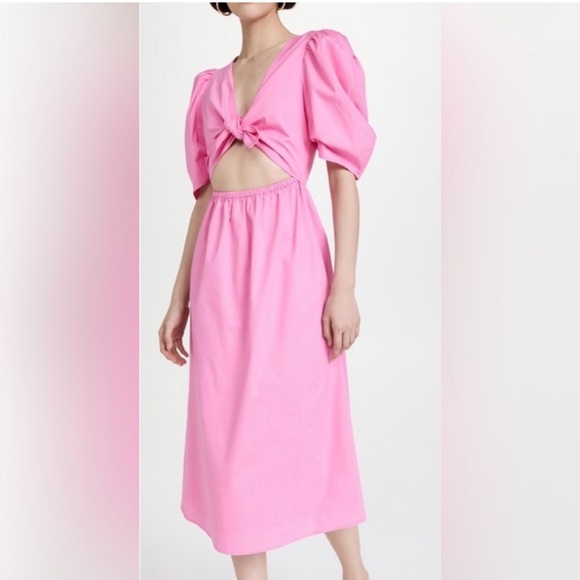WAYF Pink Cut-Out Midi Dress Peggy - Picture 2 of 9